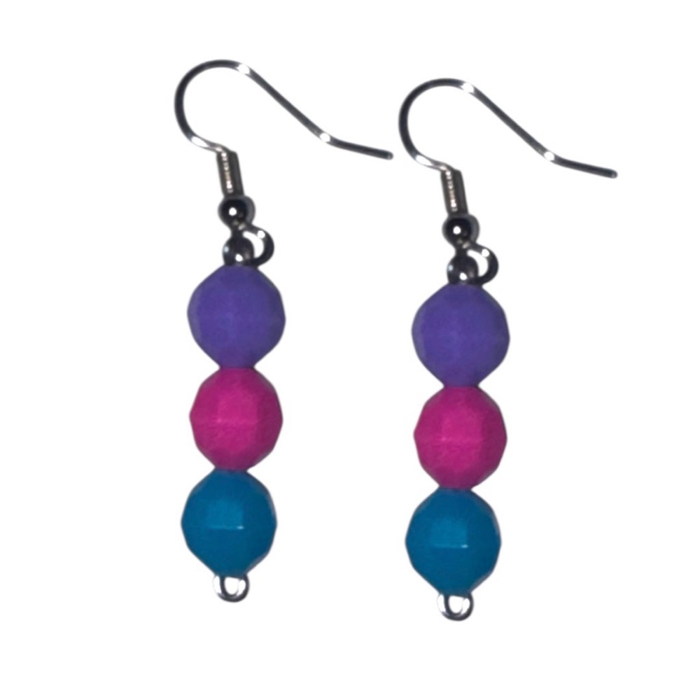 3 FOR $20 HANDCRAFTED Colourful Faceted Round Beaded Earrings